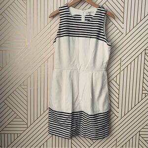 Madewell Cotton blend Striped Fit & Flare A line sleeveless scoop neck dress M